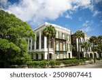 Pastel antebellum houses on the streets of Charleston, South Carolina