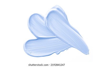 Pastel Blue Beauty Swatch, Skincare And Makeup Cosmetic Product Sample Texture Isolated On White Background, Make-up Smudge, Cream Cosmetics Smear Or Paint Brush Stroke Closeup