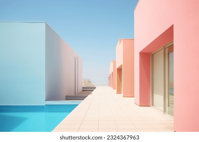 Pastel color building aesthetic background - Powered by Shutterstock