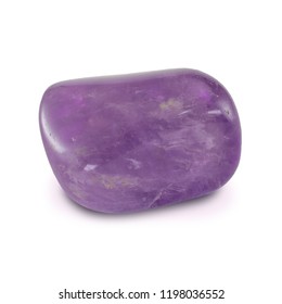 Pastel Color Polished Amethyst Stone Isolated On White Background