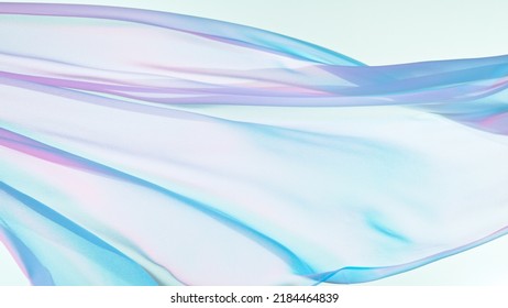 Pastel Color Transparent Silk Fabric Flowing By Wind, Freeze Motion