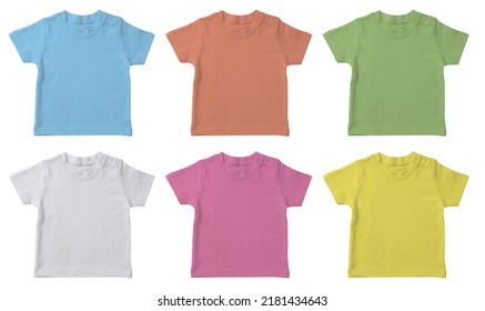 Pastel color t-shirts isolated on white background. - Shutterstock ID 2181434643