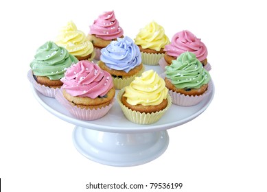 Pastel colored cupcakes
