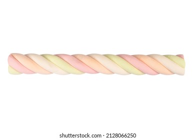 Pastel Colored Marshmallows Sweet Dessert. Food Closeup. Tasty Marshmallow Sweet Isolated On White Background