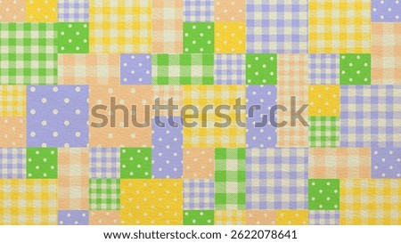 Pastel colors Patchwork Pattern with Dots and Gingham