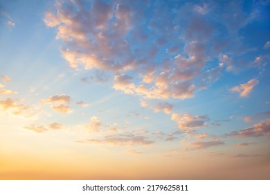 Pastel Gentle colors of  Sunset  Sunrise Sundown Sky with colorful clouds without any birds - Shutterstock ID 2179625811