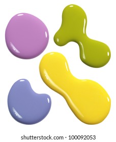 Pastel Nail Polish, Paint Spills Isolated On White