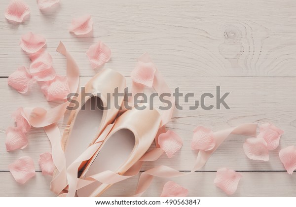 Pastel Pink Ballet Shoes Background New 