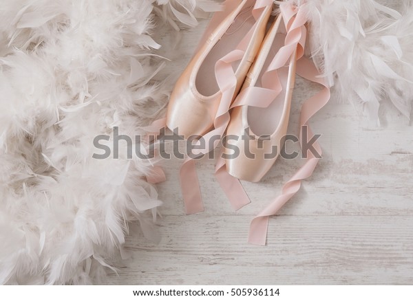 white satin ballet shoes with ribbon