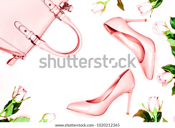 pastel pink shoes and bag