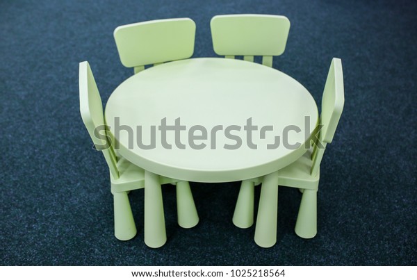 Pastel Round Green Children Table Chairs Stock Image Download Now