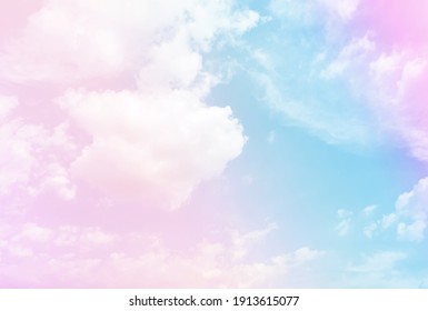 Pastel Sky For Background Soft And Dreamy Romantic Clouds And Sky