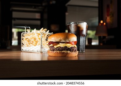 Pastrami Burger Fries And Soda