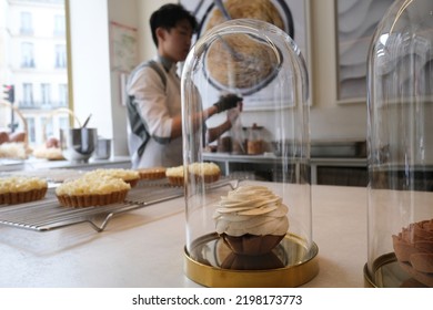 A Pastry Chef Prepares Traditional French Desserts In Cedric Grolet's Pastry Shop In Paris, France On April 23, 2022.