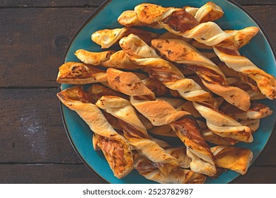 Pastry sticks stuffed with cheese,mustard and bacon.Selective focus on the front pastry - Powered by Shutterstock