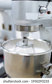 Pastry Wholesale Bakery Factory Worker Making Pastry Dough In Giant Mixer