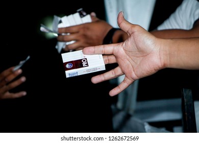 Pasuruan, Indonesia - 15th June 2013: People Buying Cigarettes