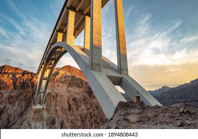 Pat Tillman Bridge At The Hoover Dam During Sunset