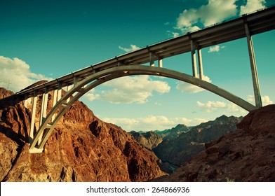 The Pat Tillman Bridge spanning the Hoover Dam gorge.