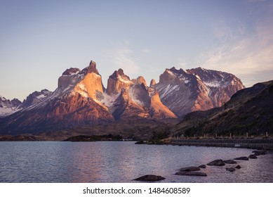 Patagonia beautiful landscape nature mountains postcard in chile