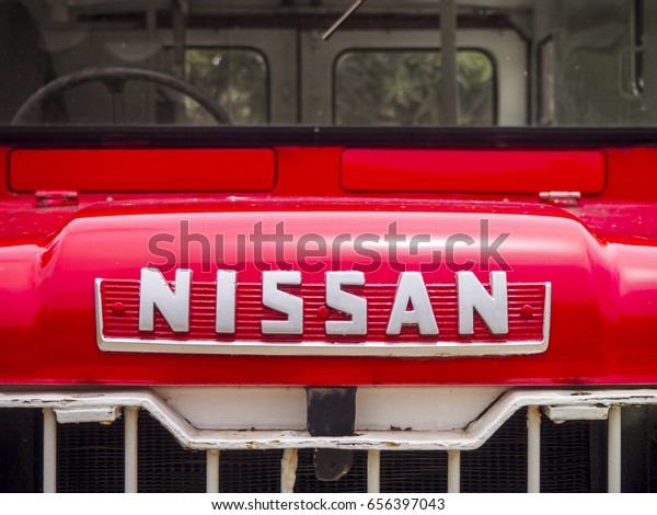 Pataya,Thailand,20170608 :\
Nissan logo ancient\
car