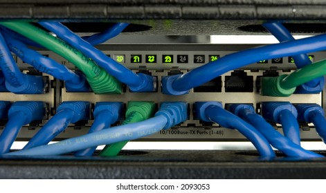 Patch cables plugged in to ethernet swicth
