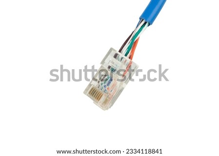 Patch cord a network cable for connecting some modems, routers and WiFi routers to a computer, the cable is isolated from the background