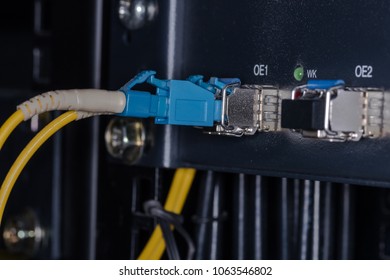 patch fiber panel closeup in data center