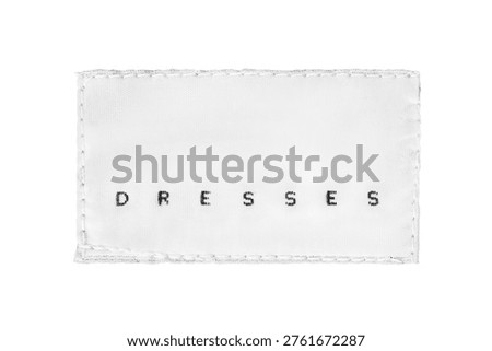 Patch tag says Dresses isolated on white background