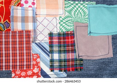 Patchwork Fabric Background On Jeans