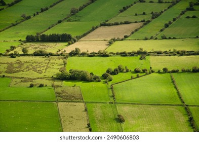 A patchwork of fields in Glenariff in the Glens of Antrim in Northern Ireland, United Kingdom  - Powered by Shutterstock