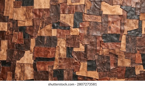Patchwork leather texture background full frame