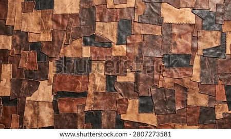 Patchwork leather texture background full frame