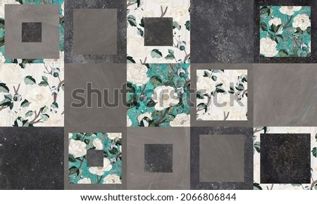 Patchwork make of marble or stone and flowers decoration