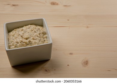 Pate De Aubergine In White Square Bowl