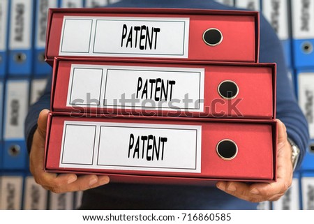 Patent concept words. Folder concept. Ring binders.