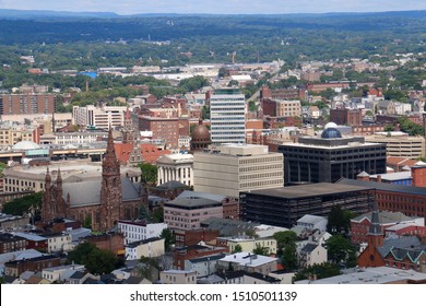 Paterson, NJ - August 25 2019: Cityscape View Of Downtown Paterson From Garret Mountain Reservation