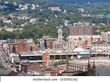 Paterson, NJ - August 25 2019: Cityscape View Of Downtown Paterson From Garret Mountain Reservation