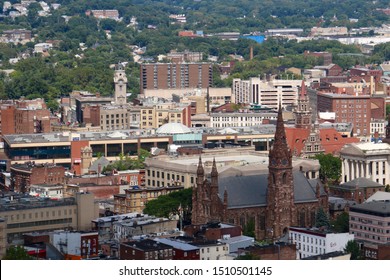 Paterson, NJ - August 25 2019: Cityscape View Of Downtown Paterson From Garret Mountain Reservation