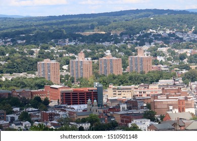 Paterson, NJ - August 25 2019: Cityscape View Of Downtown Paterson From Garret Mountain Reservation