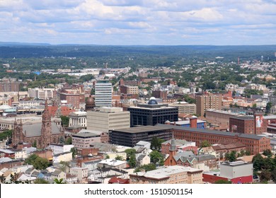 Paterson, NJ - August 25 2019: Cityscape View Of Downtown Paterson From Garret Mountain Reservation