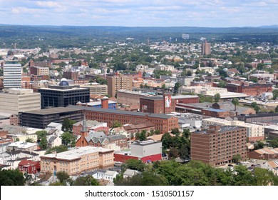 Paterson, NJ - August 25 2019: Cityscape View Of Downtown Paterson From Garret Mountain Reservation