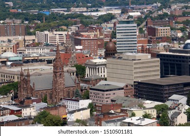 Paterson, NJ - August 25 2019: Cityscape View Of Downtown Paterson From Garret Mountain Reservation