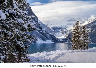 Path Along Lake Louise  In Winter