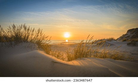 Path between the dunes leads to the beach at sunset - Powered by Shutterstock