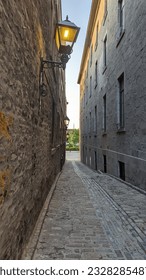 path in between two old building