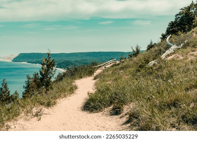 Path to Empire Bluff Overlook at Sleeping Bear National Lakeshore in Honor, Michigan.