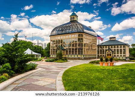 Path to the Howard Peters Rawlings Conservatory in Druid Hill Park, Baltimore, Maryland.