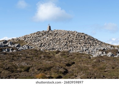 Path leading to the summit trig point on Yr Eifl mountain, Gwynedd, Wales