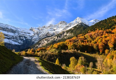 A Path In A Mountain Pass In Autumn. Mountain Path Landscape